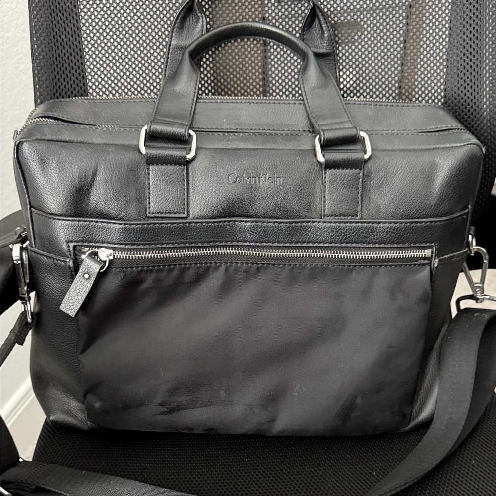 Calvin Klein Black Leather Briefcase